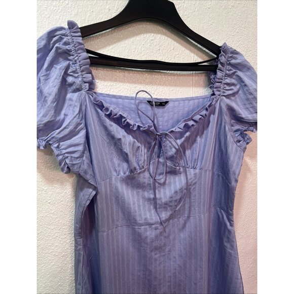 Shein Purple Puff Sleeve Y2K Dress SZ 1XL Babydoll Ruffle V Neck - Picture 4 of 13